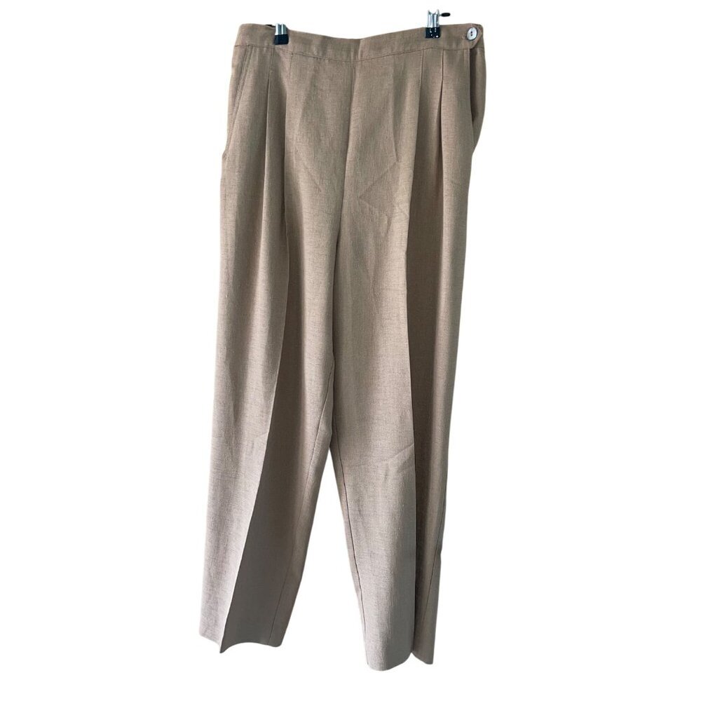 Hana Sport Vintage Womens Trousers Size 14 Tan Textured Knit Pockets Casual